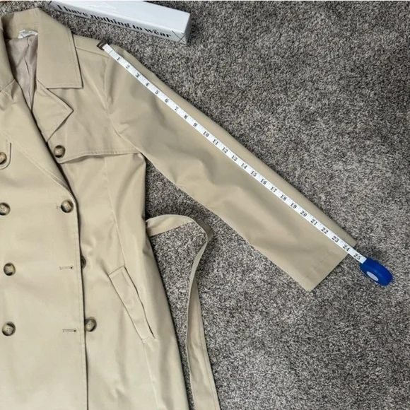 Time and Tru Beige Double-Breasted Trench Coat - Picture 3 of 9